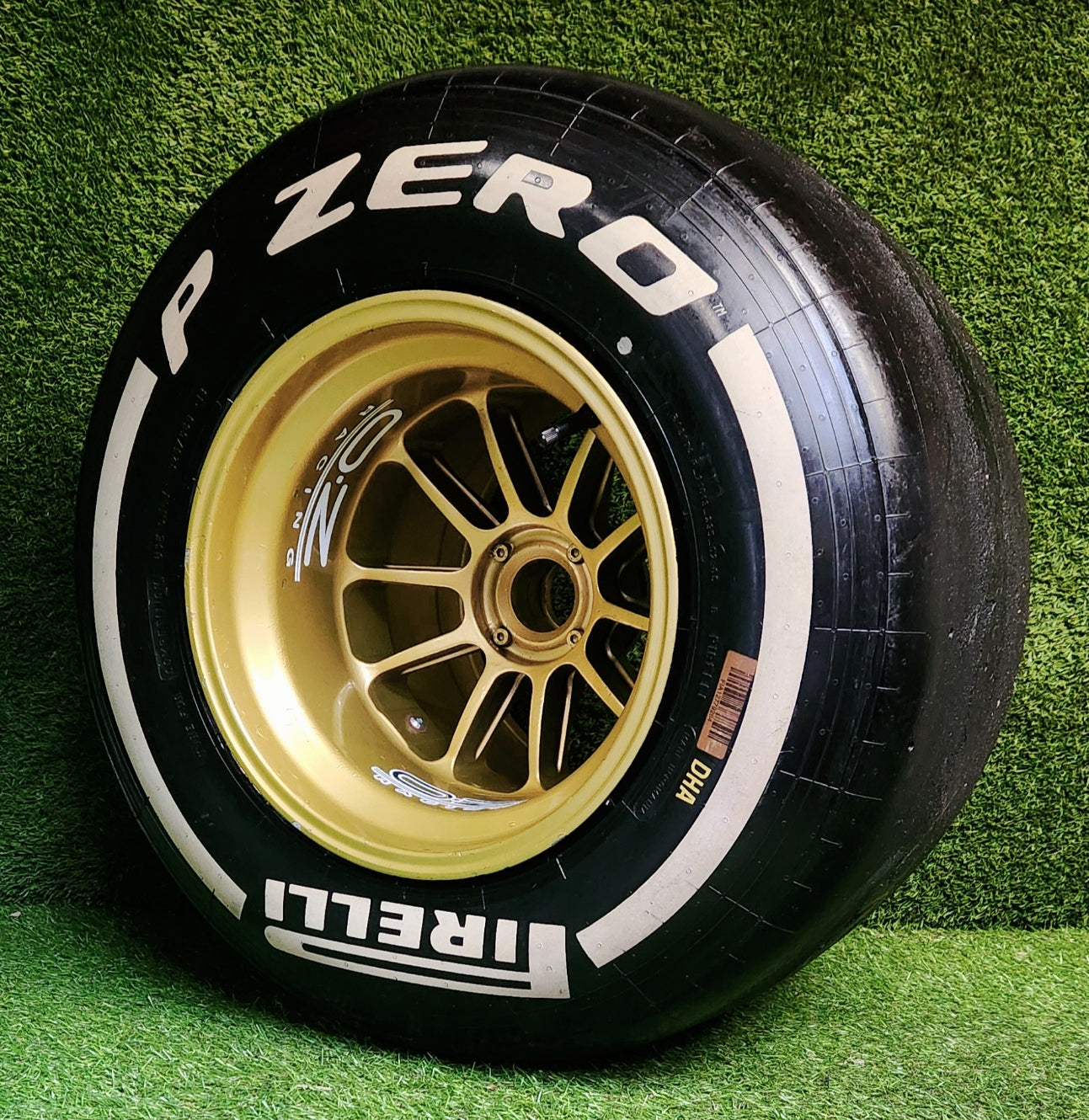 Genuine Pirelli F1 Racing Wheel & Slick Tyre. Race used by Kimi / Grosjean