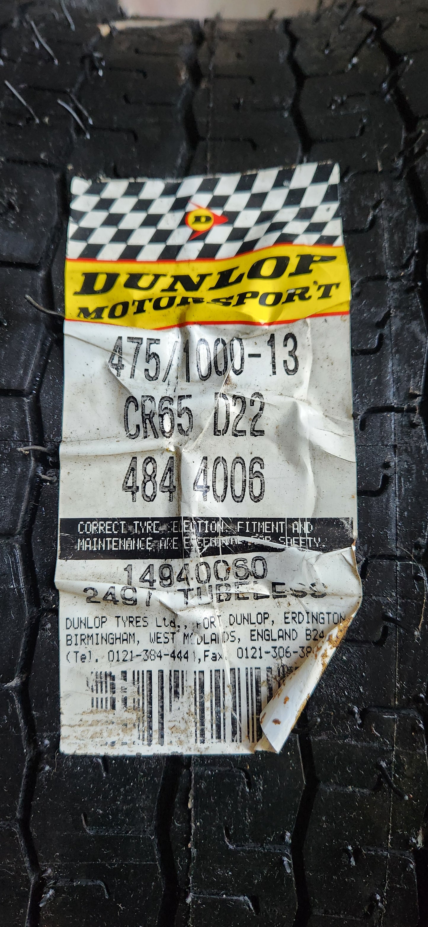 Dunlop 475/1000 - 13 Post Historic CR65. Pair