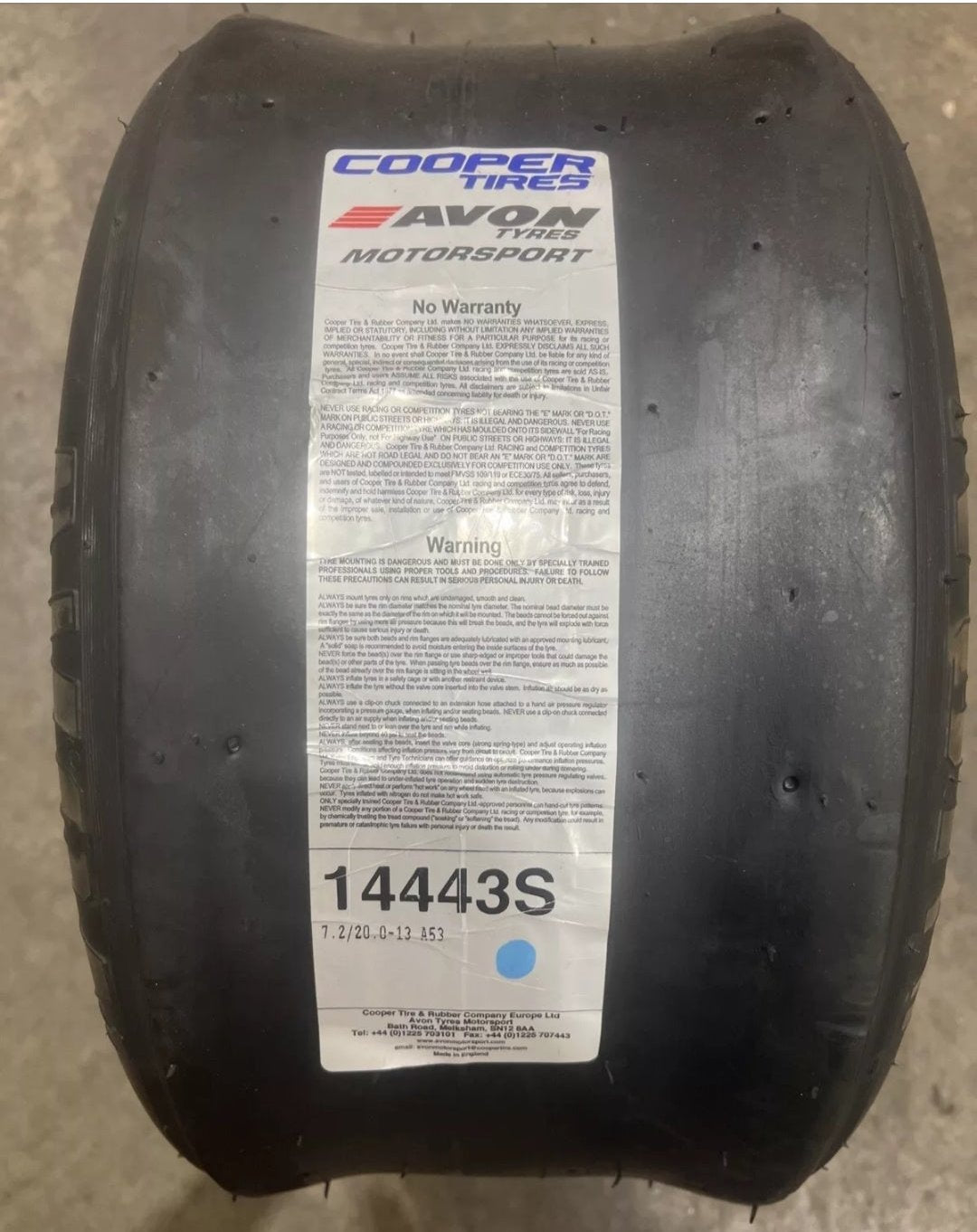 Avon 7.2/20.0/13 Slick Racing Tyres. New. A53 Compound